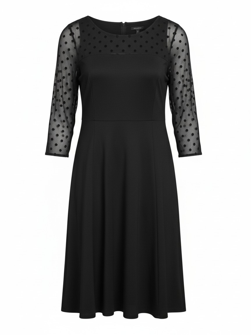 Talbots Black Ponte Mesh Dot Shift Dress Size 16 EUC Classic LBD Sheath